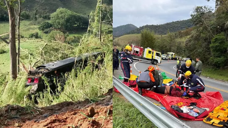 Acidente com ônibus deixa seis mortos em ribanceira em São Paulo