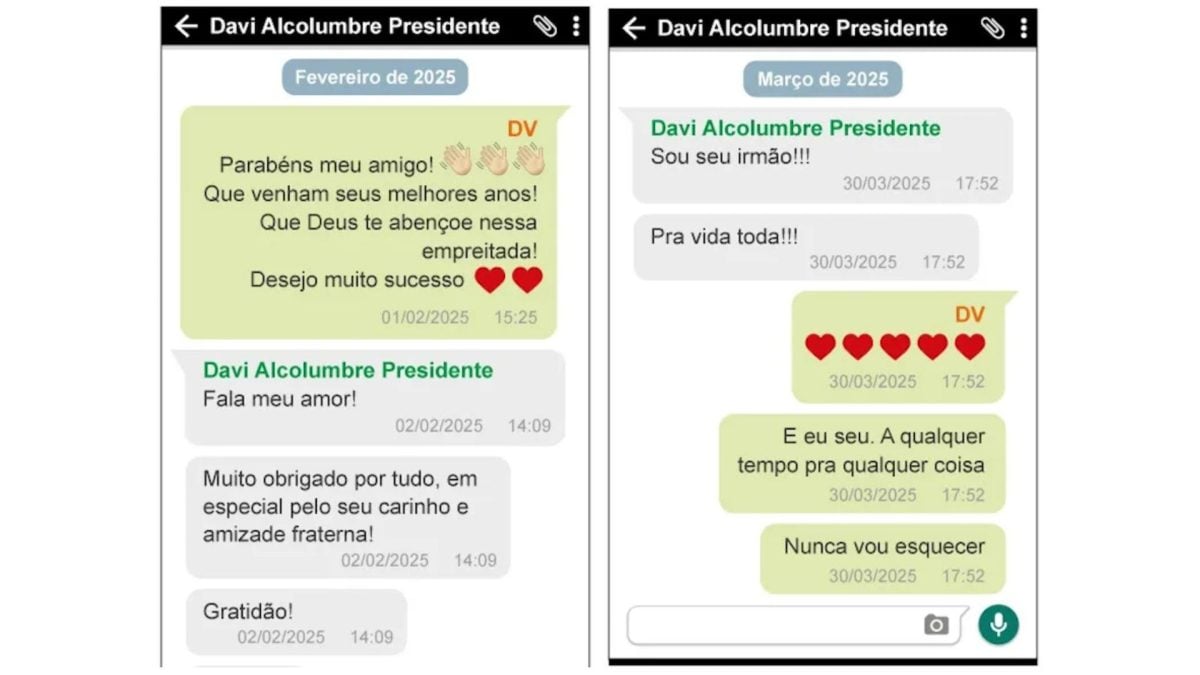 Vorcaro e Alcolumbre trocavam mensagens em tom fraternal