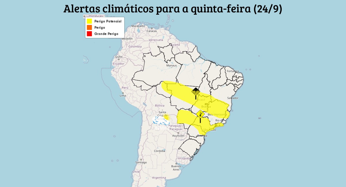 Chuvas atingem quatro regiões do país nesta quinta-feira; veja a previsão