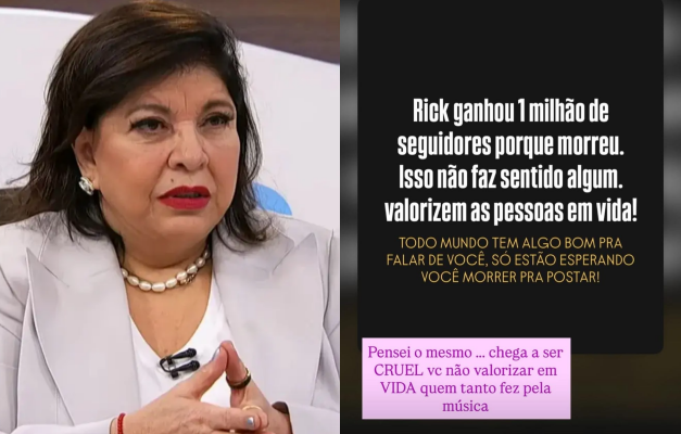 Roberta Miranda critica aumento de seguidores após morte de Rick: “Chega a ser cruel”