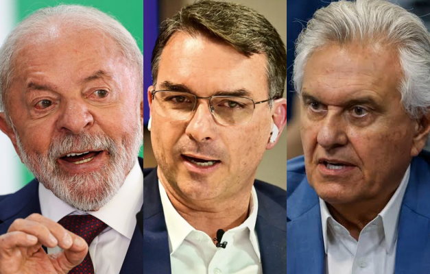 Flávio Bolsonaro tem 33%, Lula 27% e Caiado 23% entre eleitores de Goiás
