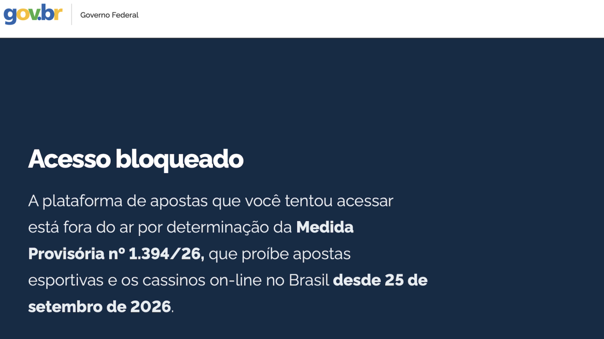 Governo Federal tira do ar plataformas de apostas online no Brasil; R$ 1,33 bilhão está retido